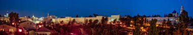 Panorama jerusalem eski şehir ve temple Mount gece, İsrail