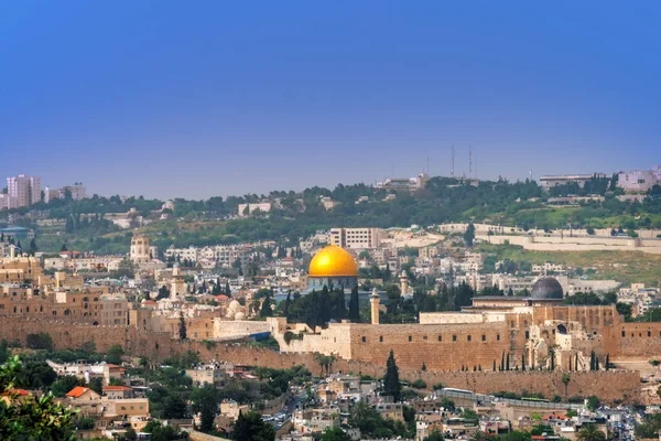 Panorama Jerozolimy, Izrael. Tempel Góra Al-Aksa — Zdjęcie stockowe