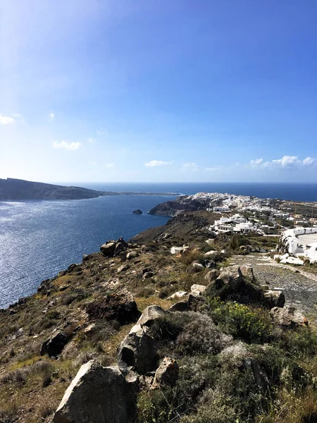 En baştan Oia, Santorini görüntüleyin. Thira, Kikladhes. Yunanistan Adası.