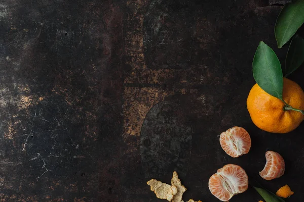 Мандаринский Апельсин Деревенском Фоне — стоковое фото