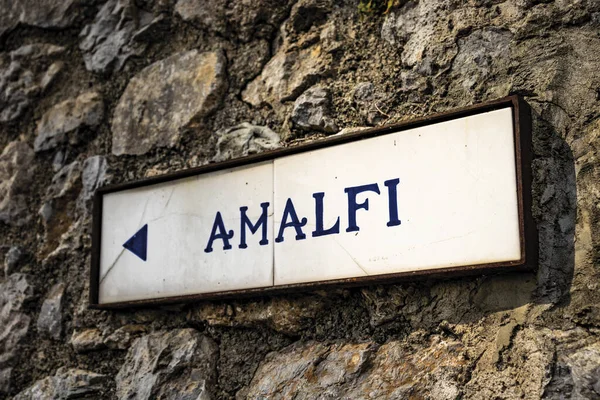 Ravello Nun Antik Yol Işaretine Yakın Çekim Amalfi Giden Yolu — Stok fotoğraf