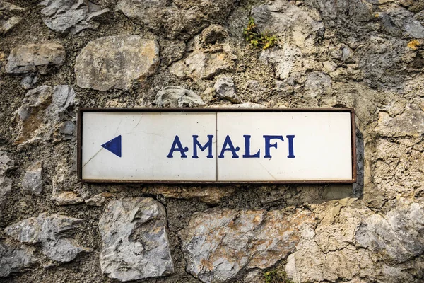 Ravello Nun Antik Yol Işaretine Yakın Çekim Amalfi Giden Yolu — Stok fotoğraf