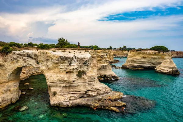 Faraglioni Torre Sant Andrea Puglia Salento Italië Otranto — Stockfoto