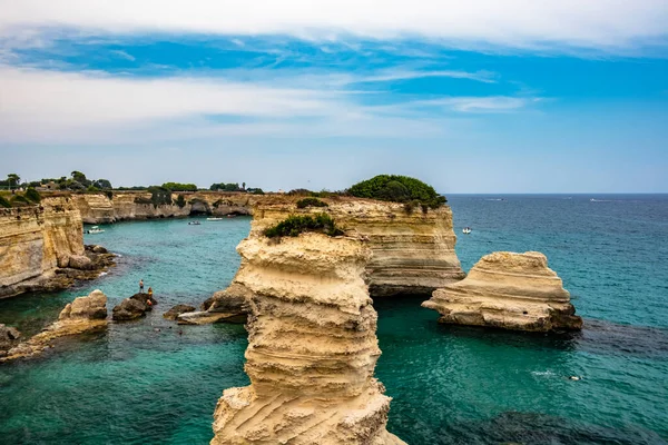 Faraglioni Torre Sant Andrea Puglia Salento Italië Otranto — Stockfoto