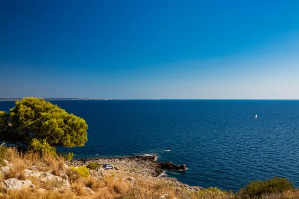 Wspaniała Zatoka Porto Selvaggio Nardo Włoszech Puglia Salento Torre Dell — Zdjęcie stockowe