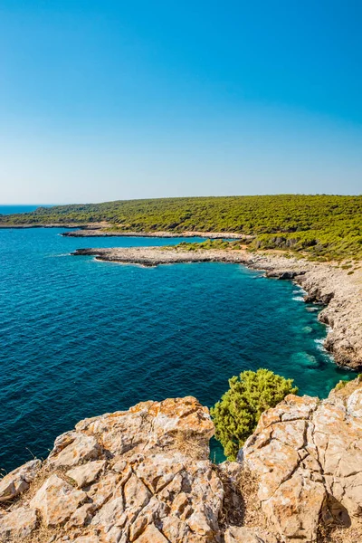 Wspaniała Zatoka Porto Selvaggio Nardo Włoszech Puglia Salento Torre Dell — Zdjęcie stockowe