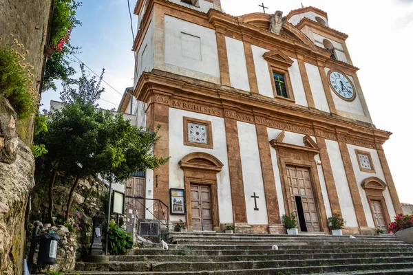 Igreja Santa Croce Antiga Aldeia Artena Montefortino Com Escadarias Estreitas — Fotografia de Stock