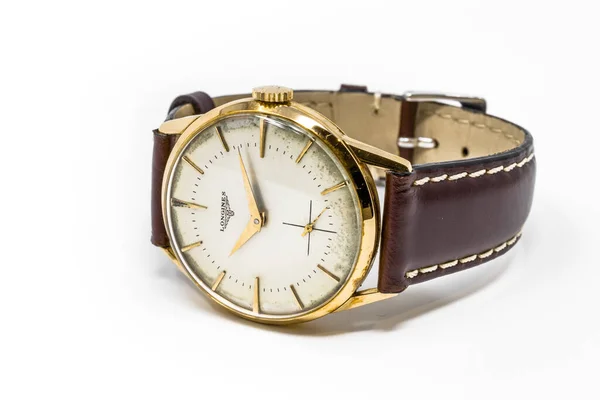 Noviembre 2019 Roma Italia Viejo Reloj Pulsera Mecánico Oro Longines —  Fotos de Stock