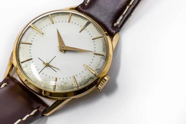Viejo Reloj Pulsera Mecánico Oro Con Cierre Manual Reloj Antiguo —  Fotos de Stock