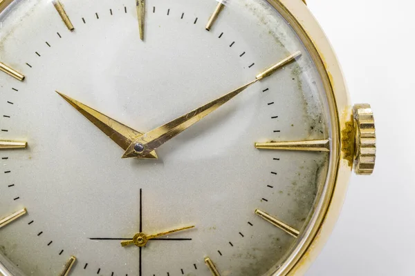 Eine Alte Mechanische Goldene Armbanduhr Mit Handaufzug Antike Uhr Ruiniert — Stockfoto