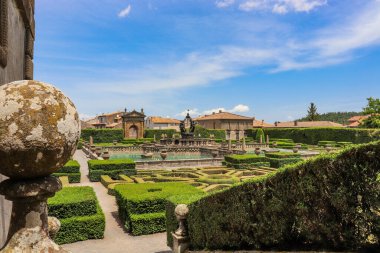3 Haziran 2018 - Bagnaia, Lazio, İtalya - Villa Lante, İtalya 'nın orta kesimindeki Viterbo yakınlarında bulunan ve Jacopo Barozzi da Vignola' ya atfedilen sürpriz bir Mannerist bahçesidir. Dört Bozkır Çeşmesi.