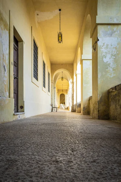 Março 2019 Collepardo Frosinone Lazio Itália Trisulti Charterhouse Longo Corredor — Fotografia de Stock