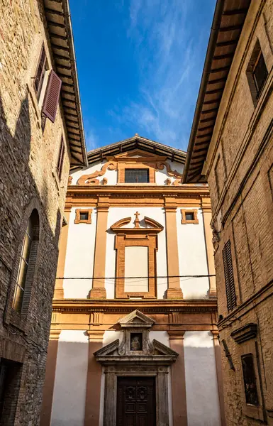Jeden Starověkých Kostelů Středověké Vesnice Bevagna Perugia Umbria Itálie Mezi — Stock fotografie