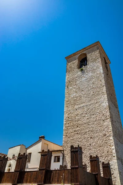 Středověká Věž Starobylé Vesnici Narni Starými Kamennými Cihlovými Budovami Umbria — Stock fotografie