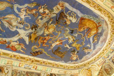3 Haziran 2016 - Caprarola, Viterbo, Lazio, İtalya - Villa Farnese, bir Rönesans ve Mannerist yapı. Binanın içinde boyanmış güzel fresklerden biri. Sanat eserleri.