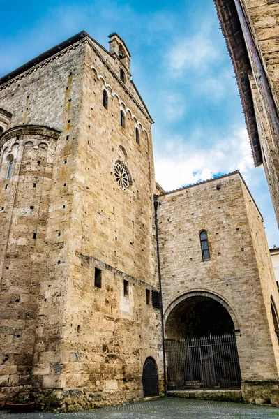 Facciata Laterale Del Duomo Basilica Santa Maria Annunziata Con Rosone — Foto Stock