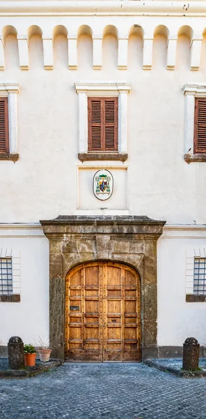Gran Puerta Madera Del Antiguo Palacio Episcopal Frascati Originalmente Era — Foto de Stock