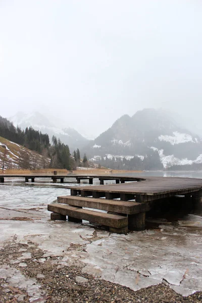 Schwarzsee Lac Noir Lago Negro Pequeño Lago Cantón Friborg Suiza — Foto de Stock