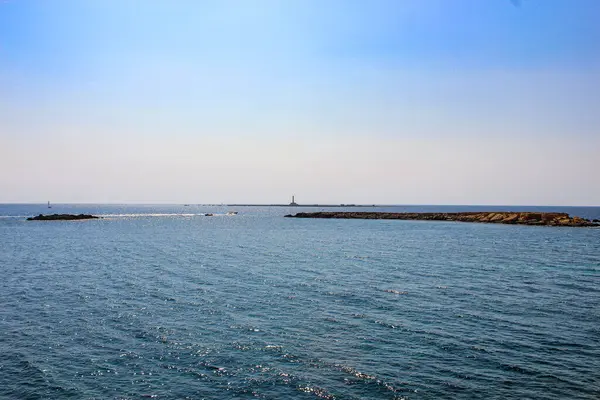 Talya Nın Puglia Kentindeki Gelibolu Şehrinden Deniz Manzarası Yazın Mavi — Stok fotoğraf