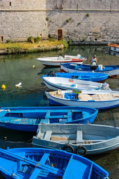 Slottets Fästning Med Utsikt Över Havet Staden Gallipoli Puglia Italien — Stockfoto