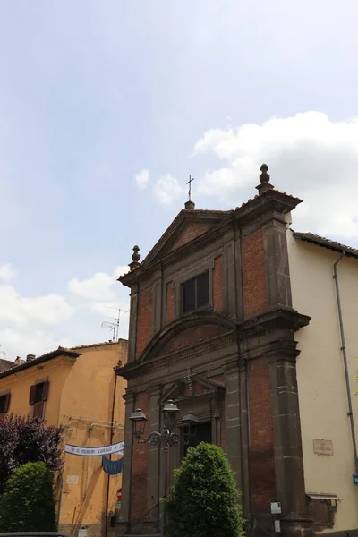 Ciudad Bagnaia Provincia Viterbo Fachada Iglesia Cielo Azul — Foto de Stock
