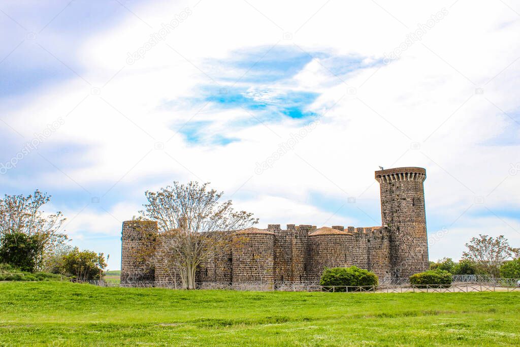 The Etruscan natural and archaeological park of Vulci, in the province of Viterbo, Lazio, Italy. Abbadia Castle and the 