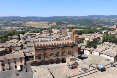 Orvieto şehrinin yüksek manzarası. Terni ili, Umbria, İtalya.