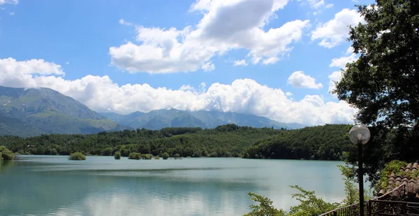 Vista Del Lago Scandarello Amatrice Provincia Rieti Lazio Italia Cielo — Foto de Stock