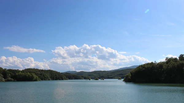 Vista Del Lago Scandarello Amatrice Provincia Rieti Lazio Italia Cielo — Foto de Stock