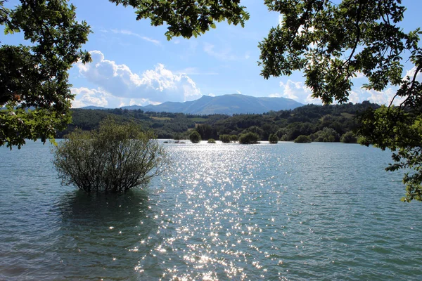 Vista Del Lago Scandarello Amatrice Provincia Rieti Lazio Italia Cielo — Foto de Stock