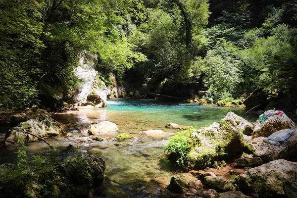 Cachoeira San Benedetto Subiaco Roma Lazio Itália Uma Vegetação Rica — Fotografia de Stock