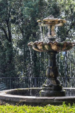 Nemi, Roma eyaletinde, Roma kalelerinde, İtalya 'da. Şehir parkında bir çeşme.