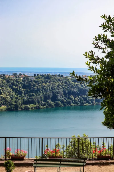 Lago Nemi Provincia Roma Nei Castelli Romani Italia Vista Dall — Foto Stock
