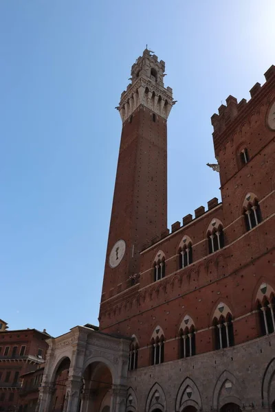 Vislumbre Cidade Medieval Siena Toscana Itália Património Unesco Palazzo Pubblico — Fotografia de Stock