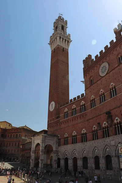 Vislumbre Cidade Medieval Siena Toscana Itália Património Unesco Palazzo Pubblico — Fotografia de Stock