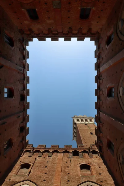 Egy Pillantás Középkori Siena Városába Toszkánába Olaszországba Unesco Örökség Palazzo — Stock Fotó