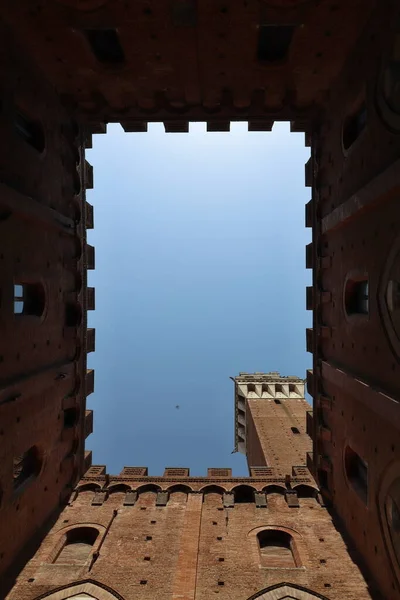 Pohled Středověké Město Siena Toskánsko Itálie Dědictví Unesco Palazzo Pubblico — Stock fotografie