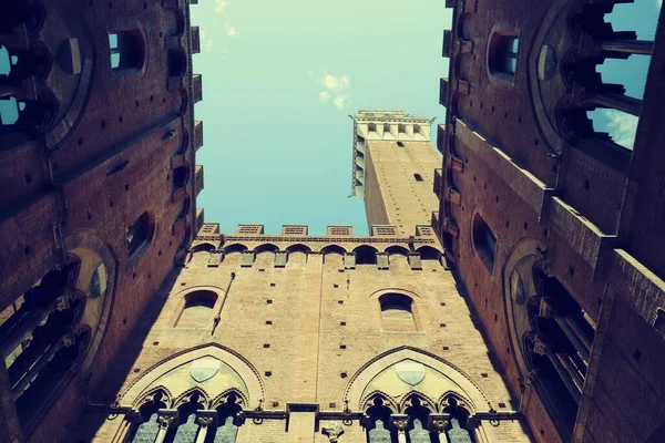 Vislumbre Cidade Medieval Siena Toscana Itália Património Unesco Palazzo Pubblico — Fotografia de Stock