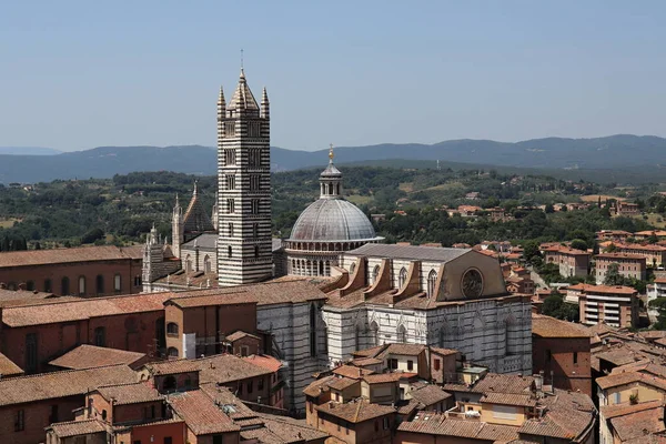 Aperçu Ville Médiévale Sienne Toscane Italie Patrimoine Unesco Majestueuse Cathédrale — Photo