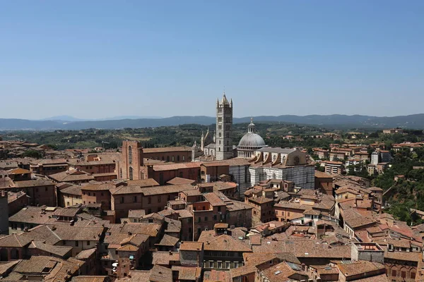 Aperçu Ville Médiévale Sienne Toscane Italie Patrimoine Unesco Majestueuse Cathédrale — Photo