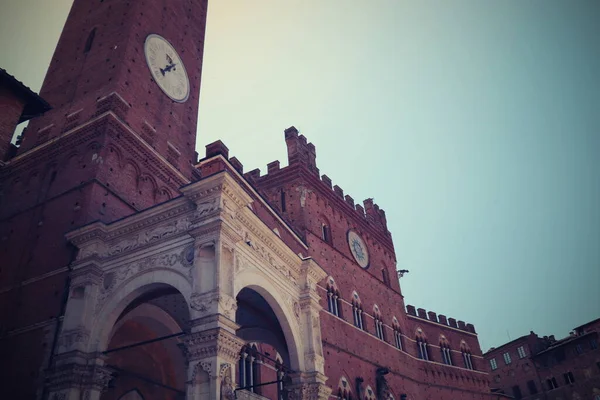 Pohled Středověké Město Siena Toskánsko Itálie Dědictví Unesco Palazzo Pubblico — Stock fotografie