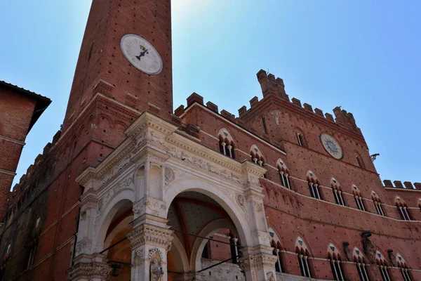 Vislumbre Cidade Medieval Siena Toscana Itália Património Unesco Palazzo Pubblico — Fotografia de Stock