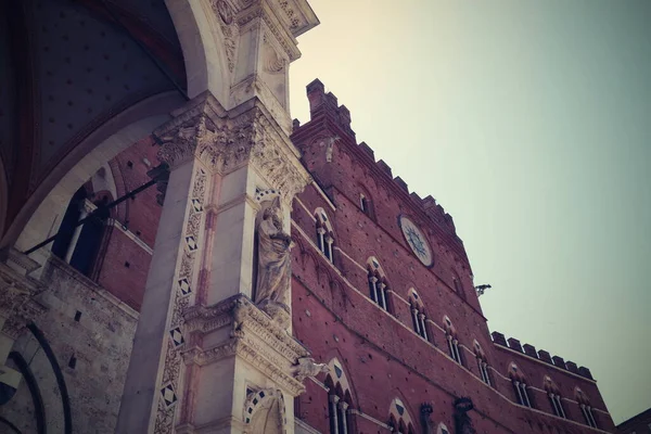 Pohled Středověké Město Siena Toskánsko Itálie Dědictví Unesco Palazzo Pubblico — Stock fotografie