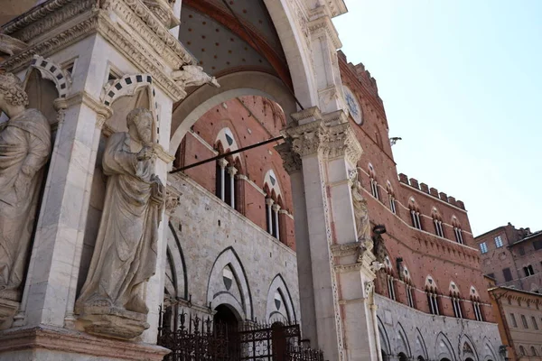 Egy Pillantás Középkori Siena Városába Toszkánába Olaszországba Unesco Örökség Palazzo — Stock Fotó