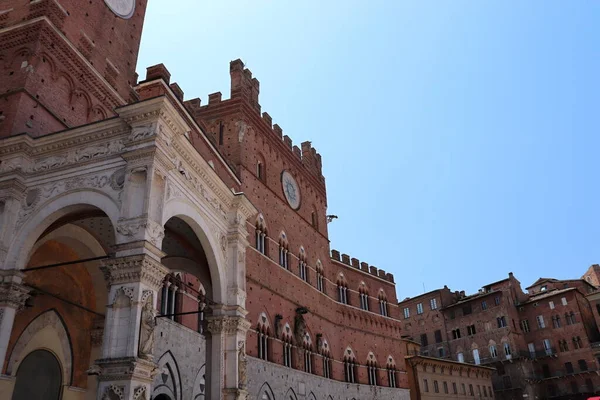 Вигляд Середньовічного Міста Сієна Тоскана Італія Юнеско Спадщина Palazzo Pubblico — стокове фото