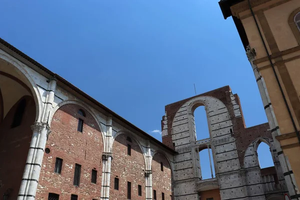 Pohled Středověké Město Siena Toskánsko Itálie Dědictví Unesco Majestátní Černobílá — Stock fotografie