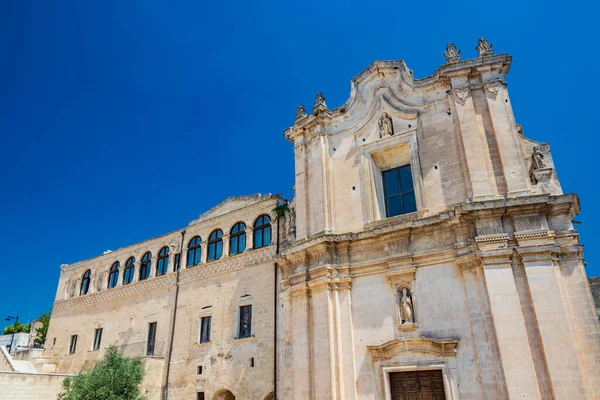 Matera Basilicata Italy Church Convent Sant Agostino Sasso Barisano Built — стоковое фото