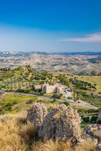 Craco Matera Basilicata Włochy Miasto Duchów Zostało Zniszczone Porzucone Osunięciu — Zdjęcie stockowe