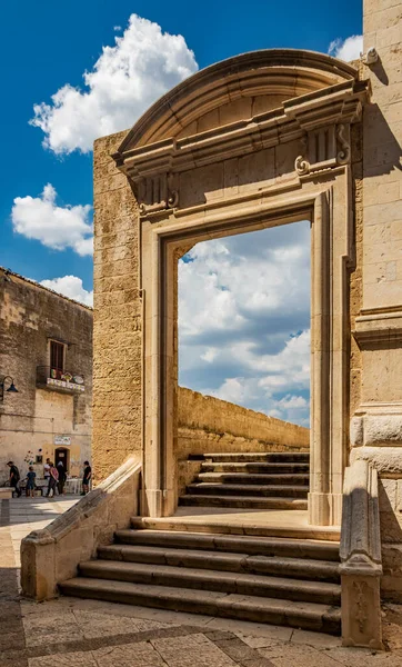 Agosto 2020 Gravina Puglia Italia Lado Catedral Escalera Que Conduce — Foto de Stock