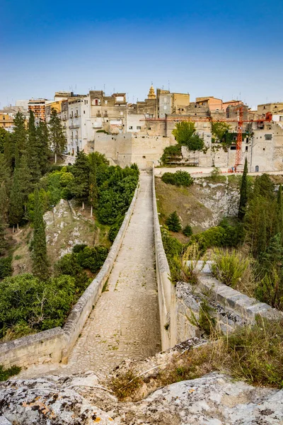 Gravina Puglia Italia Puente Piedra Antiguo Acueducto Viaducto Sobre Arroyo — Foto de Stock